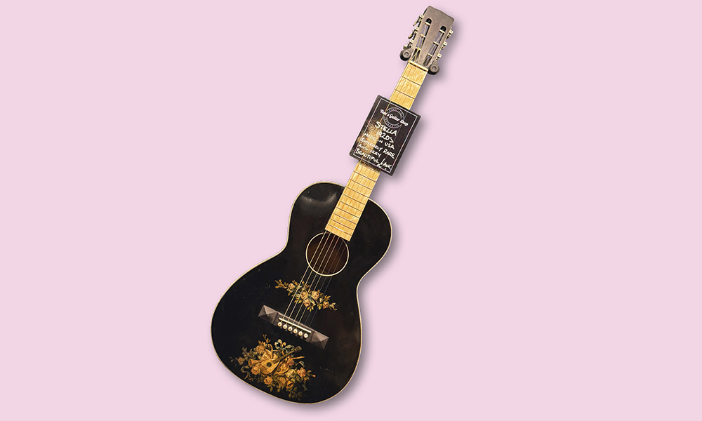 A 1920s parlour guitar made by Stella, on sale at Tom's Guitar Shop - image by Jon Massey / Wharf Life