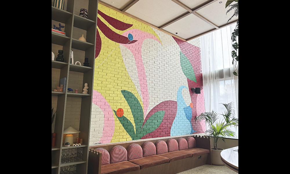 Lois O'Hara's mural at Feels Like June - image supplied by Tribe London Canary Wharf