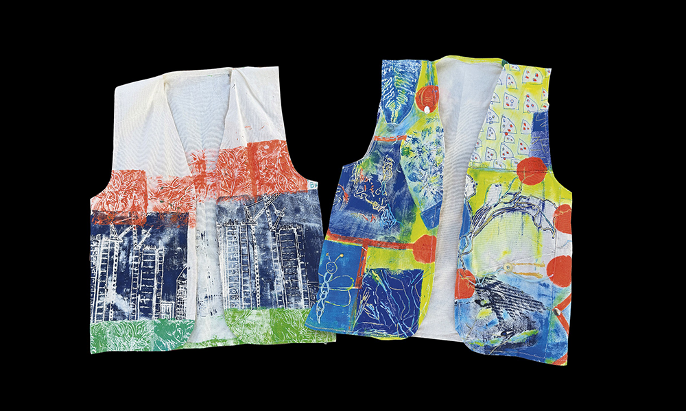 Hi-vis calico jackets created from the September exhibition - image by Jon Massey / Wharf Life