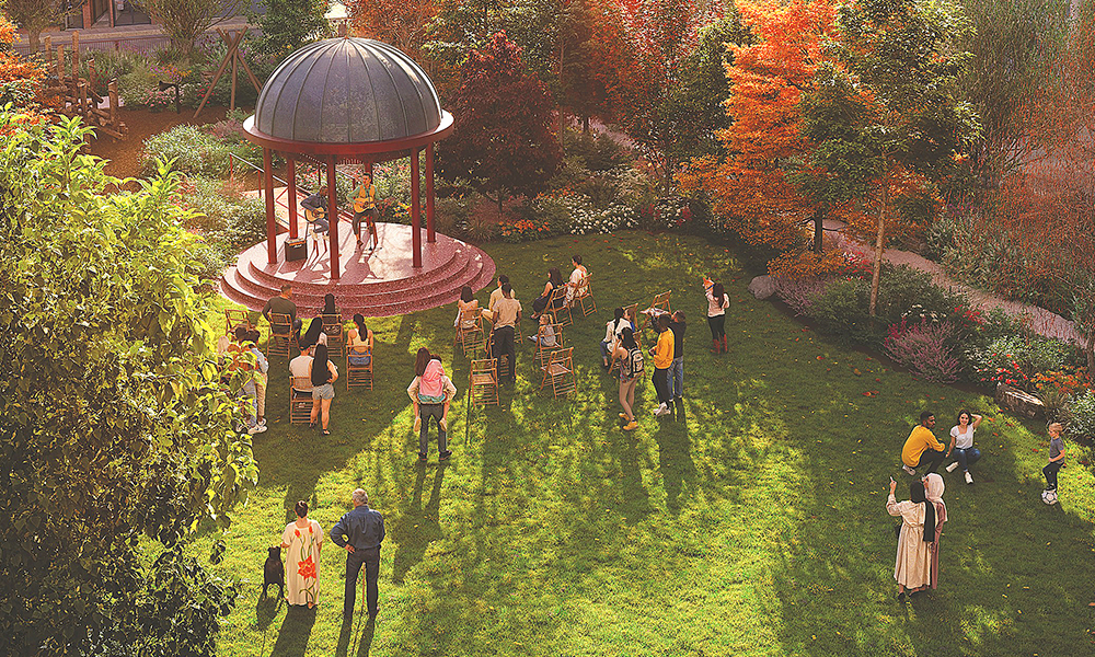 The development includes a new public square - image supplied by Ballymore