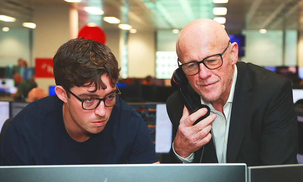 John Caudwell, right, completes a trade for Caudwell Youth - image by Dave Benett/Getty Images for BGC Group
