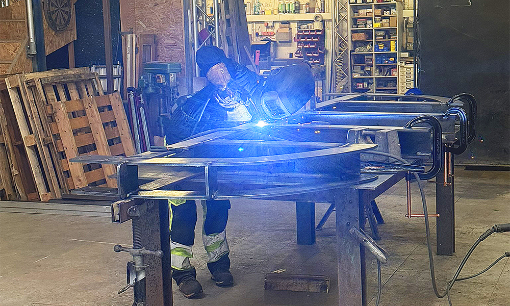 Making the steel frame the boat rests on - image by Alexander Nicholas
