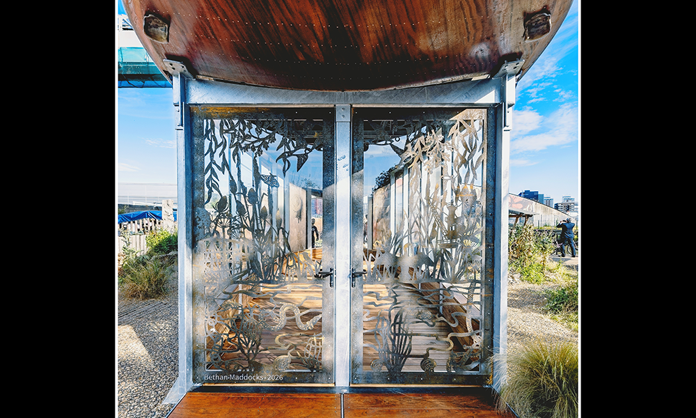 Bethan Maddocks' doors to the pavilion - image by Madeline Griffin