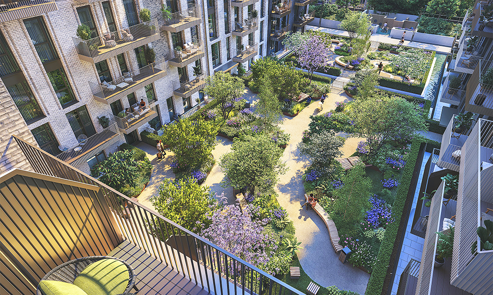 The scheme features a series of landscaped garden square spaces - image supplied by Berkeley