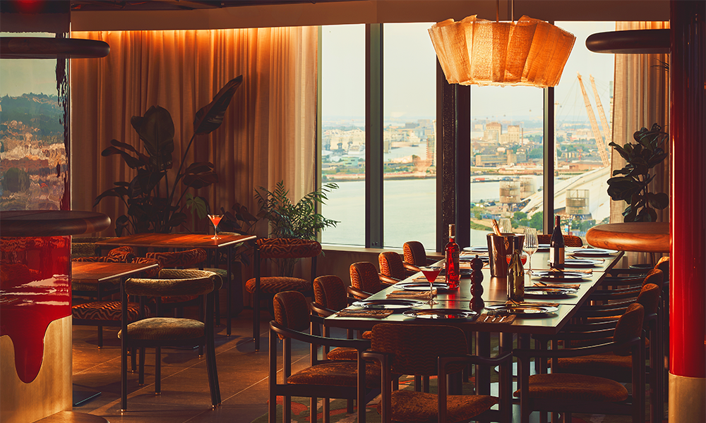The 19th floor restaurant and bar features views over the Thames and The O2 - image by Milo Hutchings