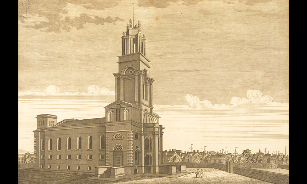 A drawing of St Anne's Limehouse from 1780 - image supplied by Care For St Anne's
